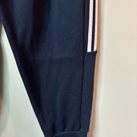 Adidas Men's Jogger Pants Black white stripe  L Drawstring Waist - Picture 4 of 7